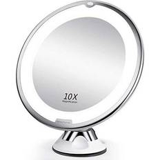 Makeup Mirror, 10X Magnifying Lighted Vanity Mirror with Daylight White LED, Portable Illuminated Bathroom Mirror, 360 Degree Swivel Rotat