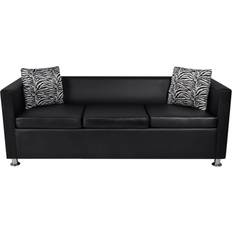 Ledersofas - Polyester vidaXL 242208 Black Sofa 169.9cm 3-Sitzer