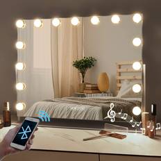 Fenchilin Bluetooth Hollywood Vanity Mirror with Lights Tabletop Light Up 360 Rotation for Make Up 58x46cm