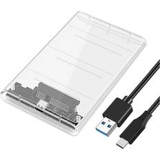 Tlily USB3.0/Type-C HDD Enclosure of 2.5 Inch Hard Disk Case SSD SATA3 to USB 3.0 Transparent HDD Box USB C HDD Case 5Gbps