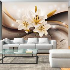 Guld Väggdekor Wonda Fototapet Golden Lily Självhäftande 196x140 Väggdekor