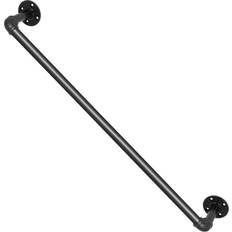 Pipe Stair Handrail, 3FT Staircase Handrail, 440LBS Load Capacity Carbon Steel Pipe Handrail, Industrial Pipe Handrail with Wall Mount Support, Round