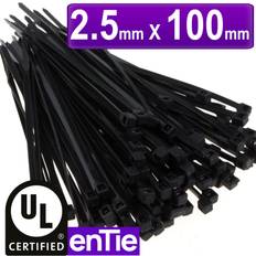 Kenable enTie Black Ties 2.5mm x 100mm Nylon 66 UL Approved [100 Pack]