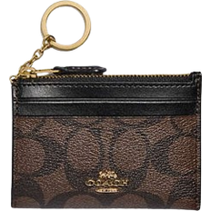 Coach Mini Skinny Id Case In Signature Canvas - Gold/Brown Black