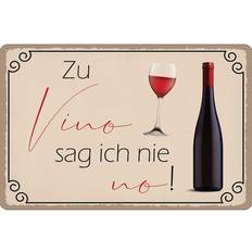 Accessoires d'intérieur Vianmo Blechschild 18x12 cm Wein Zu Vino Sag Ich Nie No Décoration Murale