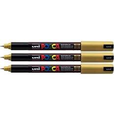 Gold Markers Posca PC-1MR Gold Colour Paint Marker Pens Ultra Fine 0.7mm Calibre Nib Tip Writes On Any Surface Glass Metal Plastic Fabric Stone Wood Pack Of