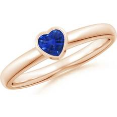 Rose Gold - Solitaire Rings Angara Natural 0.3 Ct. Blue Sapphire Solitaire Ring in 14K Rose Gold for Women Ring 10.5