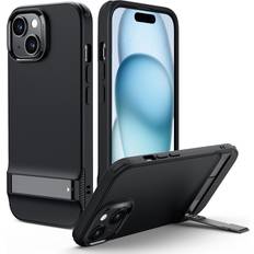 Mobile Phone Cases ESR for iPhone 15 Plus Case, Metal Kickstand Case, 3 Stand Modes, Military-Grade Drop Protection, Supports Wireless Charging, Slim Back Cover with Patented Kickstand, Boost Series, Black