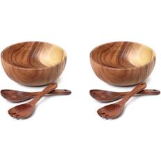 Tlily 2X Wooden Wood Salad Bowl