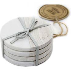 Carousel Home Of 4 Two Tone Natural Marble Coaster