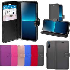Black For Xperia L4 Wallet Flip PU Leather Pouch Case Cover