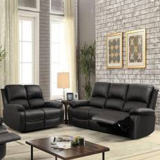 Recliner - Sofa Set Sofas Brooklyn Brooklyn 3+2 Black Bonded Sofa