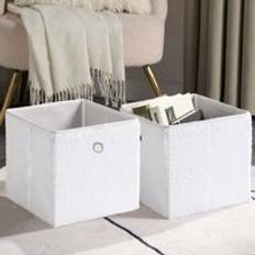 White Storage Boxes OHS Pack Of Boucle Cube Storage Box