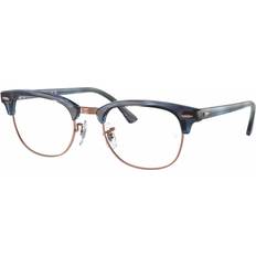 Glasses & Reading Glasses Ray-Ban Unisex Clubmaster Striped Blue Clear Lenses Polarized 53-21