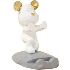 Mobile Device Holders Tianci Universal Bear Sculpture Mobile Phone Holder Cartoon Mobile Phone Holder for Office Gifts, Push Button White