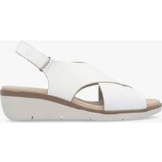 Heeled Sandals Fly London Nabi White Leather Sling Back Low Wedge Sandals 38