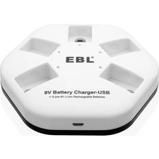 EBL 9V Batteries 5 Slot 9V NiMH Rechargeable Battery Charger for 9V Batteries Battery Not Included!