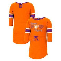 Tigers Dresses Colosseum Girls Toddler Heathered Orange Clemson Tigers Poppin Sleeve Stripe Dress