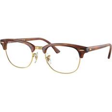 Glasses & Reading Glasses Ray-Ban Clubmaster Striped Brown Clear Lenses Polarized 53-21 Striped Brown 53-21