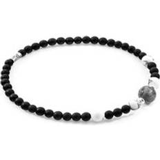 Frederick Silver and Stone SKINNY Bracelet Black 21cm