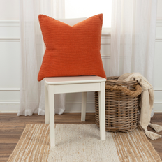 Cotton Cushion Covers Rizzy Home Textured Stripe Solid Cushion Cover Orange (55.88x55.88)