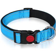 Winwin blue, L Reflective Nylon Pet Collars for Puppy Small Dogs Adjustable