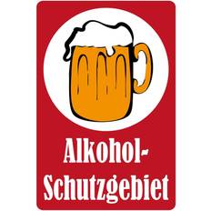 Rouge Affiches Vianmo Holzschild 18x12 cm - Alkohol Schutzgebiet Rot Affiche