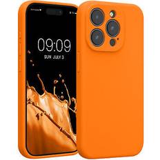 Kwmobile Hülle für apple iphone 15 pro hülle silikon gummiert handyhülle weich soft cases Orange 7,50 cm