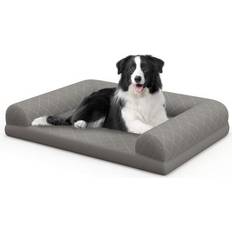 Costway Dog Beds, Dog Blankets & Cooling Mats Pets Costway Orthopedic Dog Bed 3 Side Bolster Grey