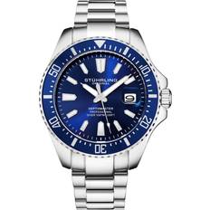 Stührling Stuhrling Original Pro Dive Sports with 42 MM Case Blue Silver Bracelet Diving for Men Blue