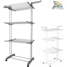 Clothing Care HYGRAD White Folding Clothes Airer Horse 3 Tier Rolling Casters Drying Rack Hanging Garment