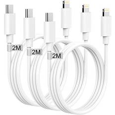 USB C to Lightning Cable 2M 3Pack[Apple MFi Certified] Poukey Fast iPhone Charger Cable 2M Long Lightning to Type C Cord USBC iPhone Charging Cable