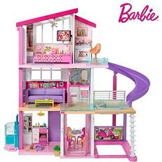 Barbie Estate Dreamhouse Adventures Three-Story Dolls House, Pink with Transforming Accessories Included Playset, 2019 Dreamhouse