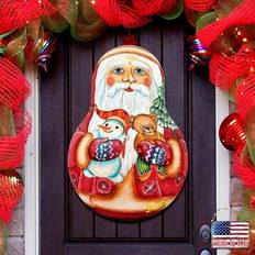 Natural Decorations DesignoCracy Santa Doll Christmas Door Christmas Santa Snowman Decoration