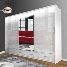 Sliding Wardrobe 4U White, 255cm Sasilaya High Gloss 2 Wardrobe