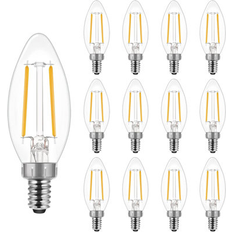 Light Bulbs ENERGETIC LIGHTING LED Filament Bulb B11 60 Watt Equivalent, Candelabra Dimmable Bulb, Glass in White s- White