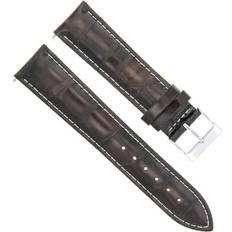 Leather - Men Watch Straps Ewatchparts 20MM ITALIAN LEATHER BAND FOR INVICTA DARK BROWN WHITE STITCH