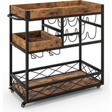 Casters Trolley Tables Costway 3-Tier Kitchen Cart Rolling Trolley Table