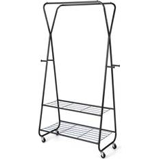 Black Clothes Racks Costway Rolling Garment on Wheels Metal Organizer Clothes Rack