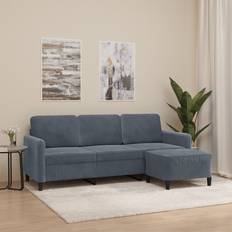 VidaXL Soffor vidaXL 3-Sitssoffa Med Fotpall Mörkgrå 180 cm Soffa 3-sits