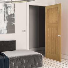 Doors Deanta Oak Unfinished Cambridge 4P FD30 Interior Door (x198.1cm)