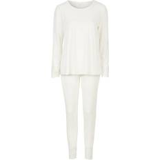 Dam - Viskos Pyjamasar Damella Viscose Plain Pyjamas Set Ivory-2