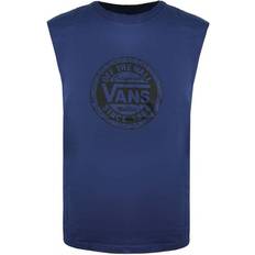 Vans Man Mouwloze shirts Vans Off The Wall Crew Neck Sleeveless Navy Blue Vest V1YEFWC Cotton