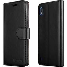 iCatchy Black For Galaxy A10 Leather Wallet Flip Back Case Cover
