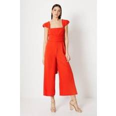 Orange - Women Jumpsuits & Overalls Coast Pleated Waist Cap Sleeve Jumpsuit Orange