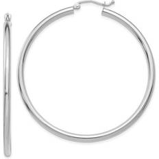 Quality Gold LE2229W Leslies 14K White Polished mm Lightweight Tube Hoop Earrings