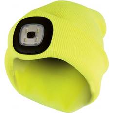 Sock Snob Yellow Adults Mens Winter Knit Beanie Hat with LED Glowing Light Torch