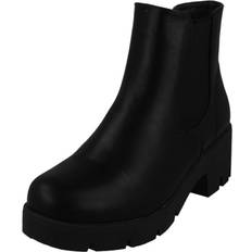 Spot On Black, 7 Ladies Chunky Ankle Boots F50986