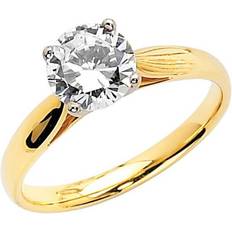 Engagement Rings - Gold Precious Stars Precious Stars Jewelry 14k Yellow Gold 1ct TGW Round-cut Diamonette Solitaire Engagement Ring
