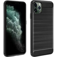 Mobile Phone Accessories Avizar Carbon fibre shield case silicone cover aluminium effect iPhone 11 Pro Black